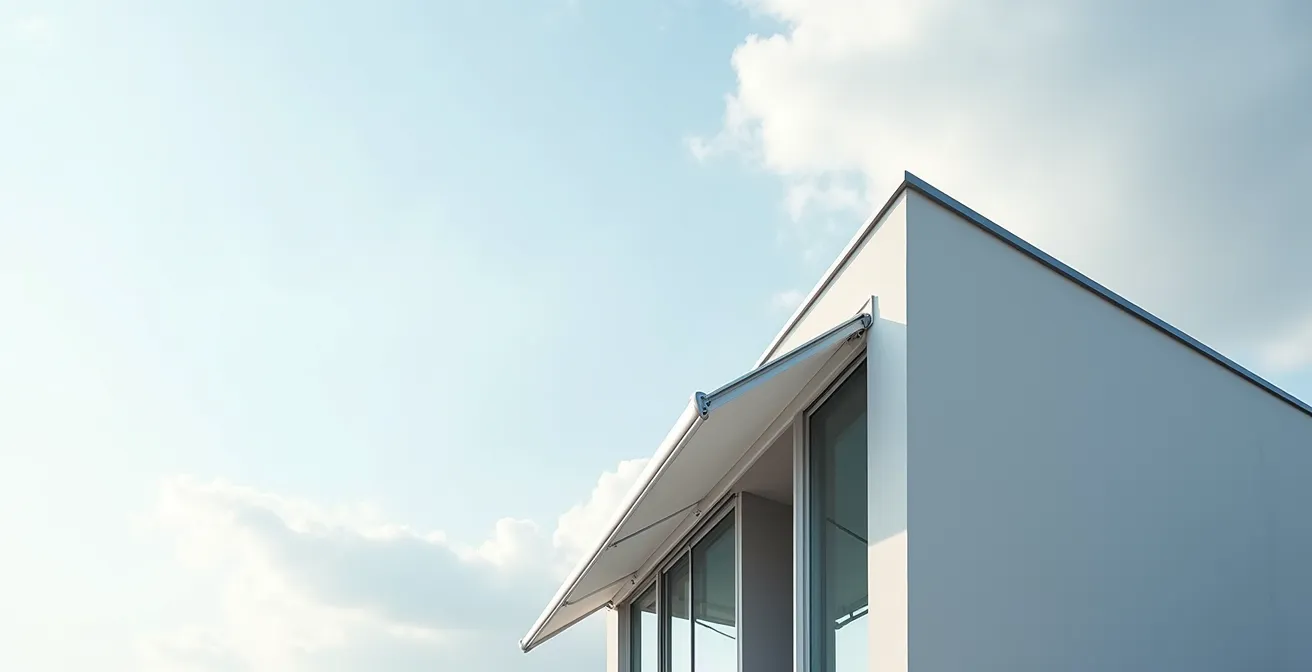 Façade moderne avec store coffre parfaitement intégré dans l'architecture